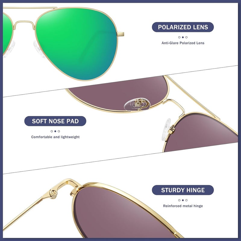 WOWSUN Classic Polarized Aviator Sunglasses for Women Men - Image 3